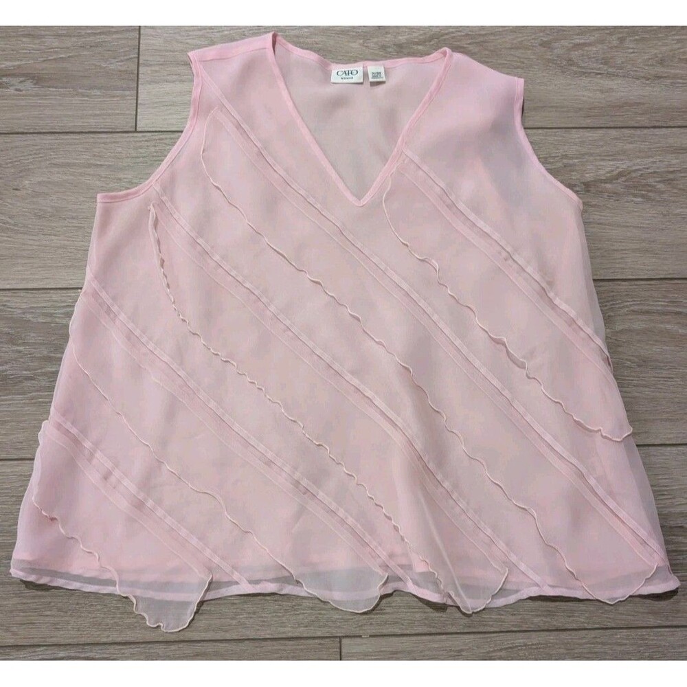 Cato Woman Pale Pink Tiered Layered Ruffle Sleeveless Blouse 14/16W V-neck